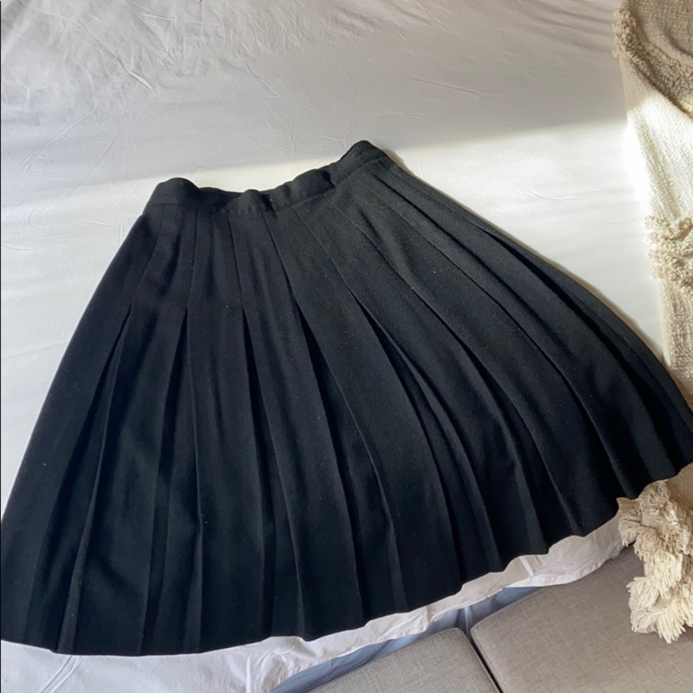Vintage Dior 100% Wool Black Pleated Skirt